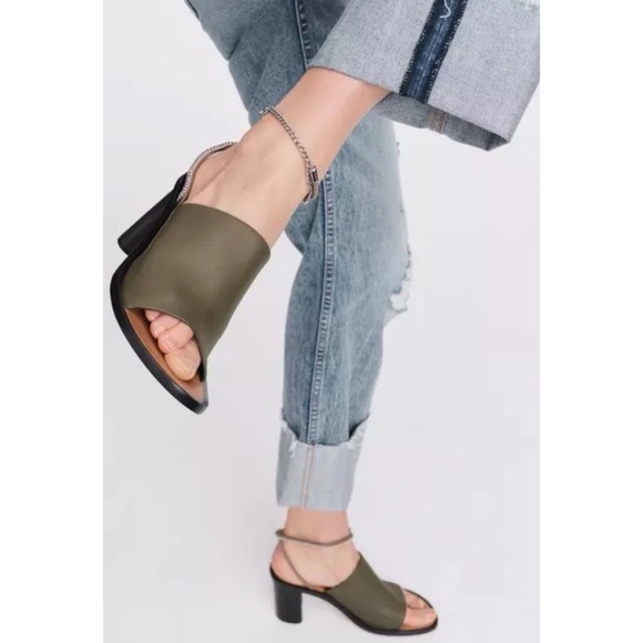 Rag & Bone Nella High In Light Olive Block Chain Sandals Heels SZ 41 US 11 - Picture 12 of 13